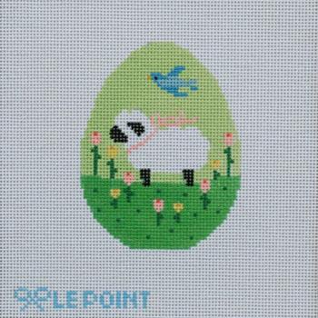 Le Point Studio Lamb with Bluebird Egg Needlepoint Canvas