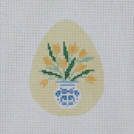 Le Point Studio Tulip Vase Egg Needlepoint Canvas