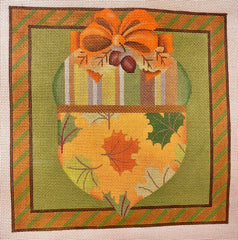 Melissa Shirley Leafy Acorn Pillow by Needlepoint Canvas