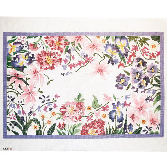 Lee's Needle Arts Floral Rug with Open Center Needlepoint Canvas