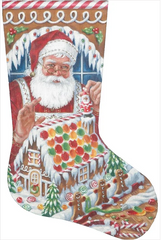 Liz Goodrick-Dillon Santa Gingerbread House Stocking Needlepoint Canvas - 13 Mesh