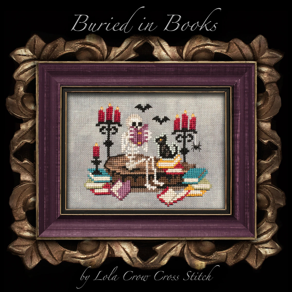 Lola Crow Buried in Books Cross Stitch Pattern