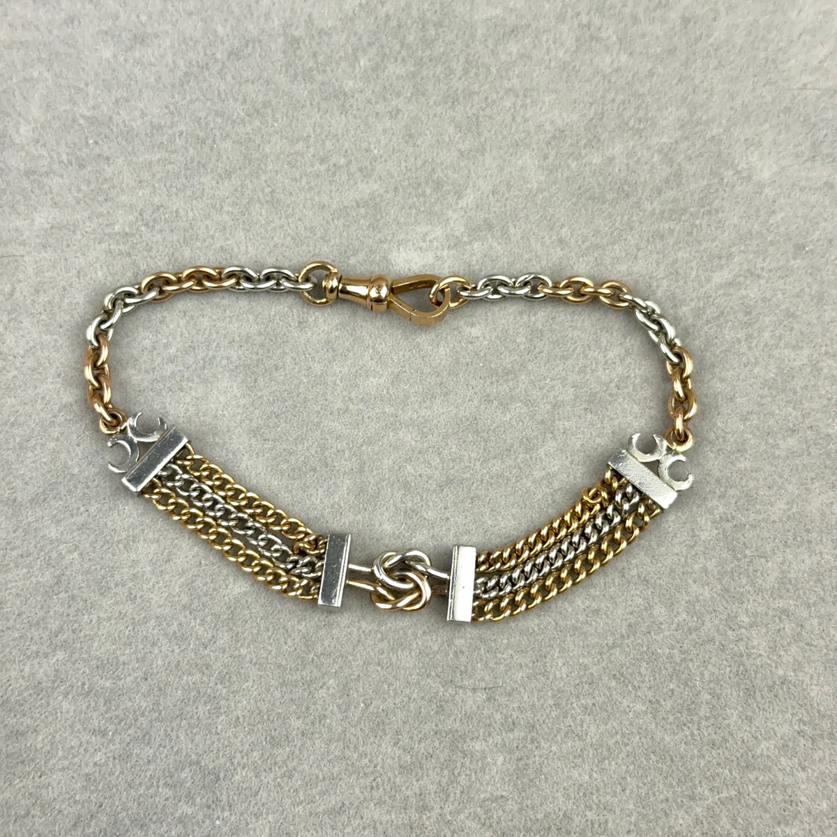 Love Knot Chain Bracelet in Platinum and 14k Rose Gold