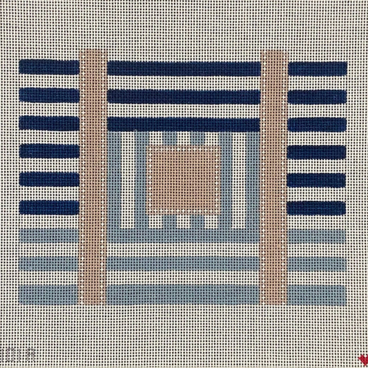 Love MHB Studio Multi Stripe Bag Needlepoint Canvas - Blue