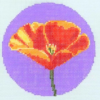 Lucky Lotus Flowers of the 50 States - California Poppy Needlepoint Canvas