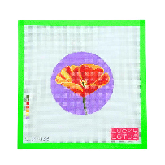 Lucky Lotus Flowers of the 50 States - California Poppy Needlepoint Canvas