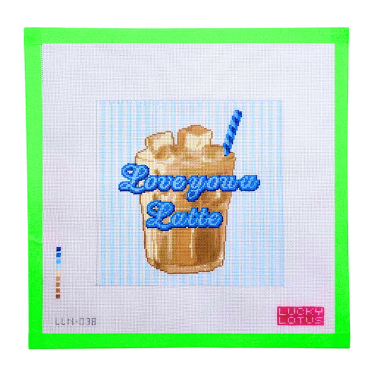 Lucky Lotus Love You A Latte Needlepoint Canvas