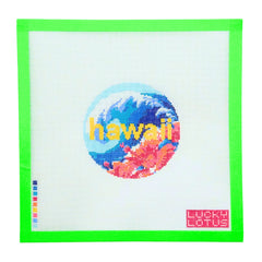Lucky Lotus Needlepoint Hawaii Travel Round Needlepoint Canvas