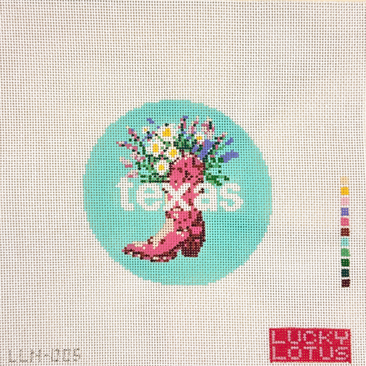 Lucky Lotus Needlepoint Texas Travel Round Needlepoint Canvas