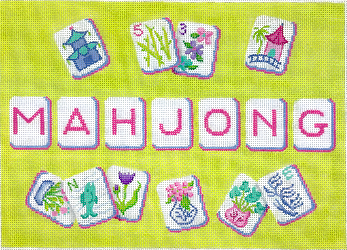 Kate Dickerson Needlepoint Collections Mahjong Tile Bag Chinoiserie Theme Needlepoint Canvas