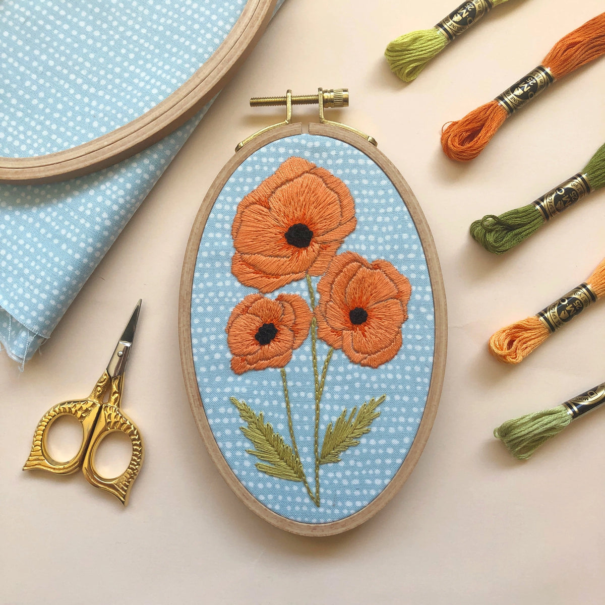 M Creative J Poppies Embroidery Kit