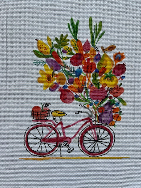 Kate Dickerson Needlepoint Collections Carolyn Gavin Market Basket Bicycle Needlepoint Canvas