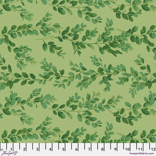 Finishing: Martha Negley Winterberry Boxwood Cotton Fabric - Green