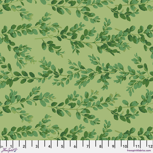 Martha Negley Winterberry Boxwood Cotton Fabric - Green
