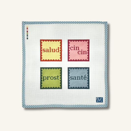 Maura Nolan Designs Cheers Coasters Needlepoint Canvas - Multi-Color
