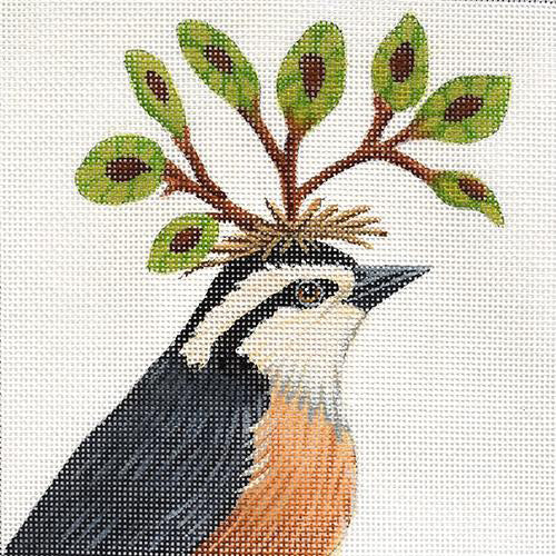 Melissa Shirley Designs Vicki Sawyer Pete Red Breasted Nuthatch Needlepoint Canvas