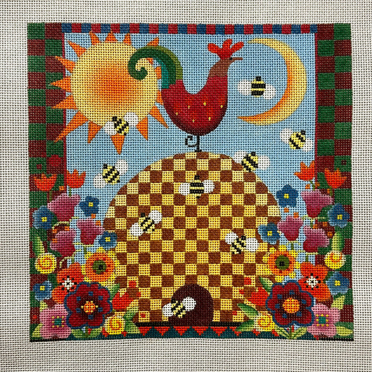 Melissa Shirley Designs Beehive with Rooster Needlepoint Canvas