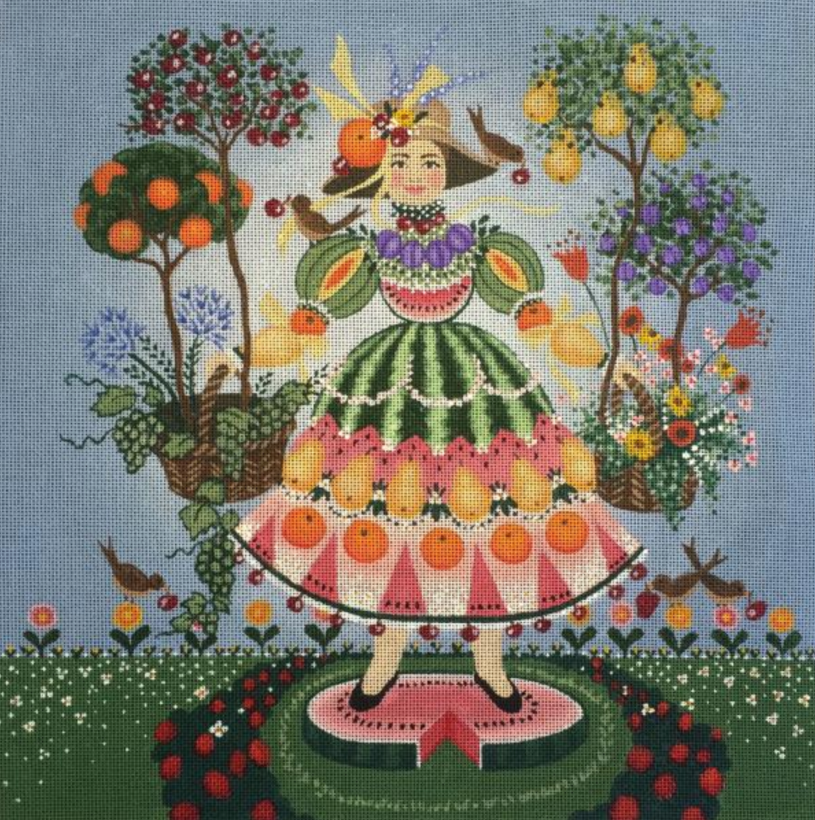 Melissa Shirley Designs John Johanssen Watermelon Girl Needlepoint Canvas