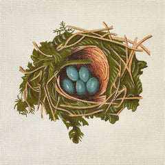 Melissa Shirley Designs Nest with Blue Eggs Needlepoint Canvas