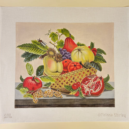 Melissa Shirley Designs Pomegranate and Pears Basket Needlepoint Canvas