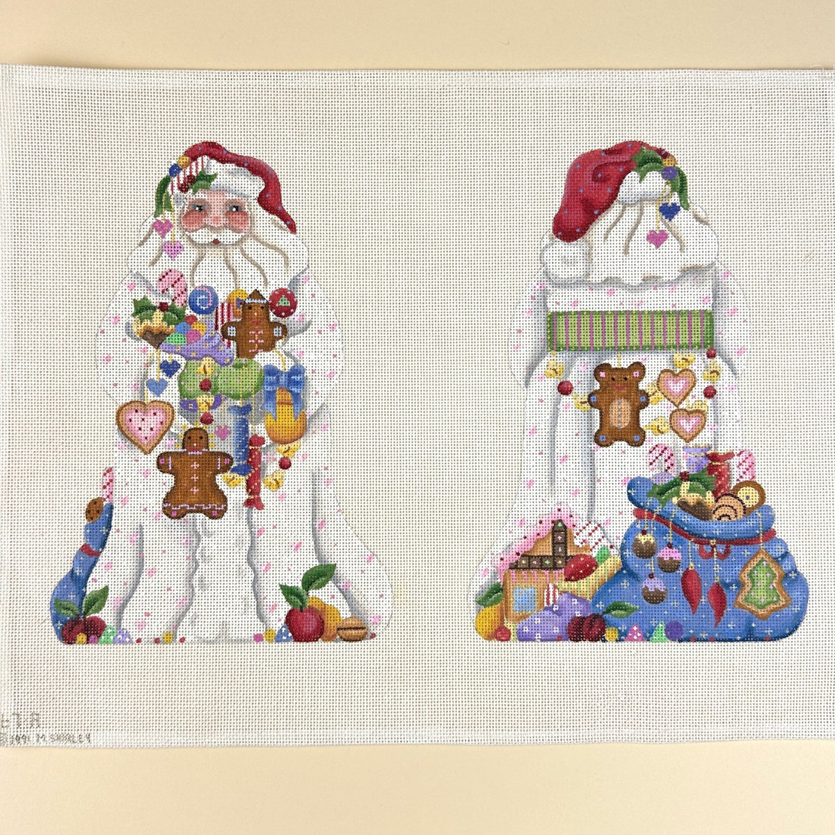 Melissa Shirley Designs Two Sided Santa with Sweets Needlepoint Canvas
