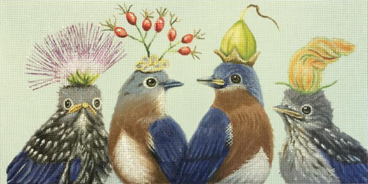 Melissa Shirley Designs Vicki Sawyer Blue Bird Family Needlepoint Canvas