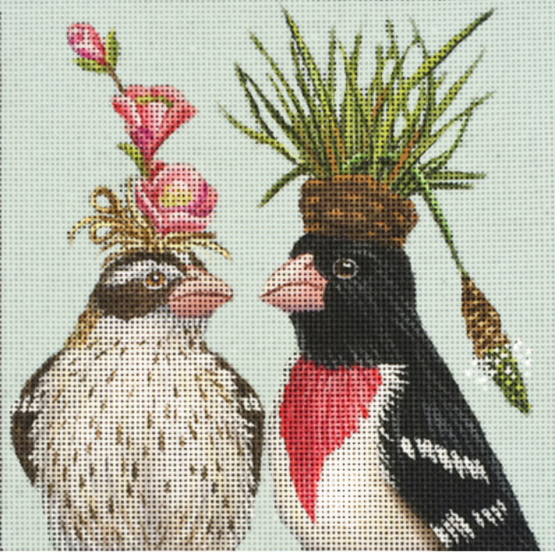 Melissa Shirley Designs Vicki Sawyer Two Birds Talking Needlepoint Canvas