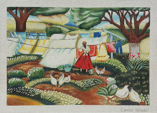 Melissa Shirley Linda Carter Holman Laundry Day Needlepoint Canvas