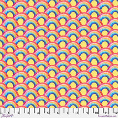 Finishing: Mia Charro Bloom Rainbow Flow Cotton Fabric - Yellow
