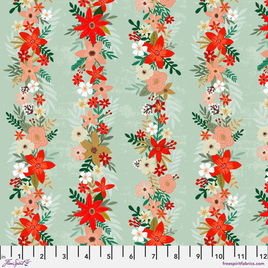 Mia Charro Christmas Delight Cotton Fabric - Sage
