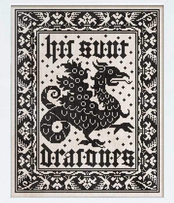 Modern Folk Embroidery Here Be Dragons Cross Stitch Pattern