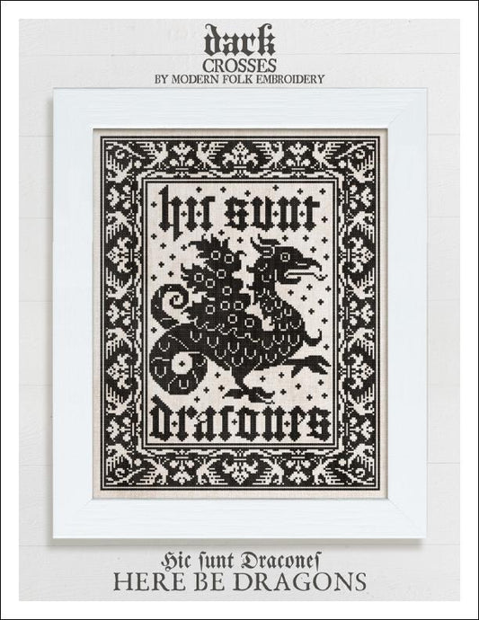 Modern Folk Embroidery Here Be Dragons Cross Stitch Pattern