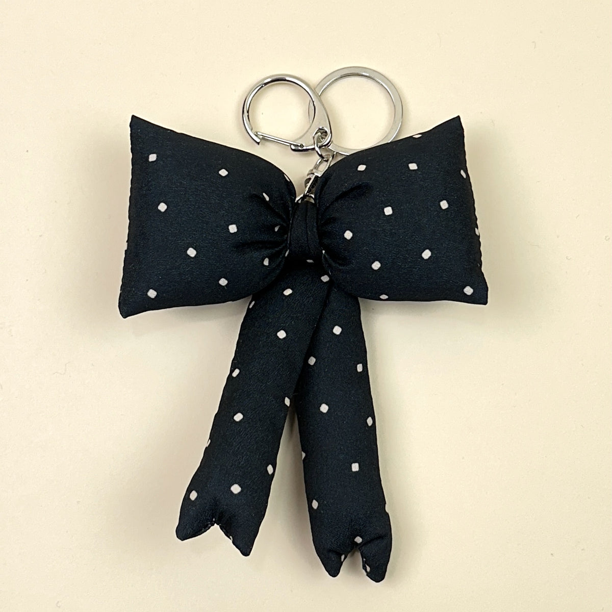 Mond Haus Winifred Puffy Bow Keychain - Black with Ivory Dots