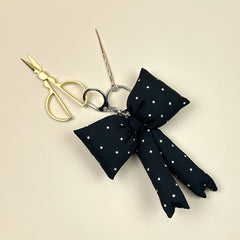 Mond Haus Winifred Puffy Bow Keychain - Black with Ivory Dots