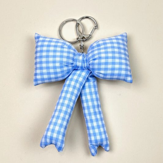 Mond Haus Winifred Puffy Bow Keychain - Blue Gingham