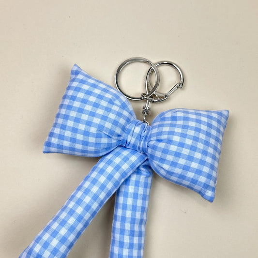 Mond Haus Winifred Puffy Bow Keychain - Blue Gingham