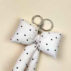 Mond Haus Winifred Puffy Bow Keychain - Ivory with Black Dots