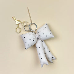 Mond Haus Winifred Puffy Bow Keychain - Ivory with Black Dots