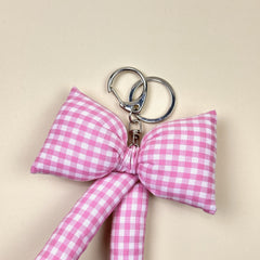 Mond Haus Winifred Puffy Bow Keychain - Pink Gingham