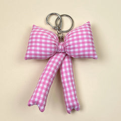 Mond Haus Winifred Puffy Bow Keychain - Pink Gingham