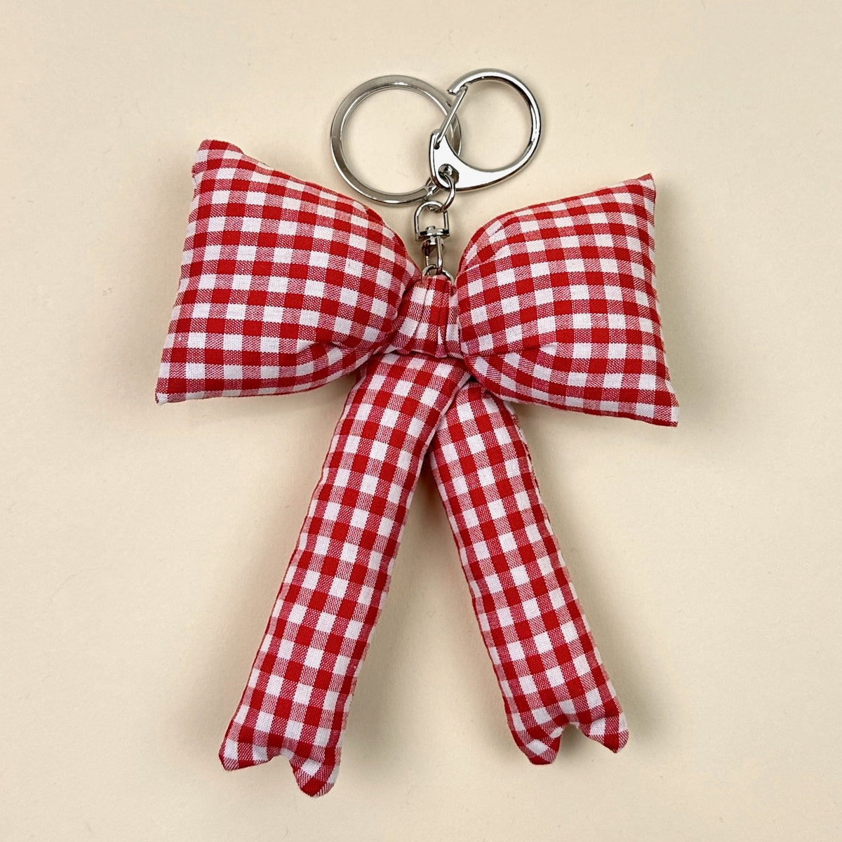 Mond Haus Winifred Puffy Bow Keychain - Red Gingham