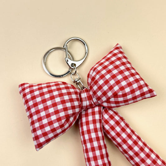 Mond Haus Winifred Puffy Bow Keychain - Red Gingham