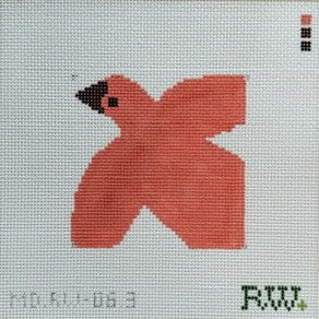 Mopsey Designs Rachel Westhead Designs: Single Multi Coloured Birds Needlepoint Canvas - Pink