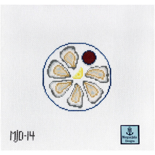 Morgan Julia Designs Oysters on the Half Shell Needlepoint Canvas