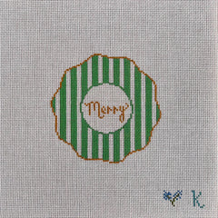 Ndlpt Designs Holiday Stripes Needlepoint Canvas - Merry