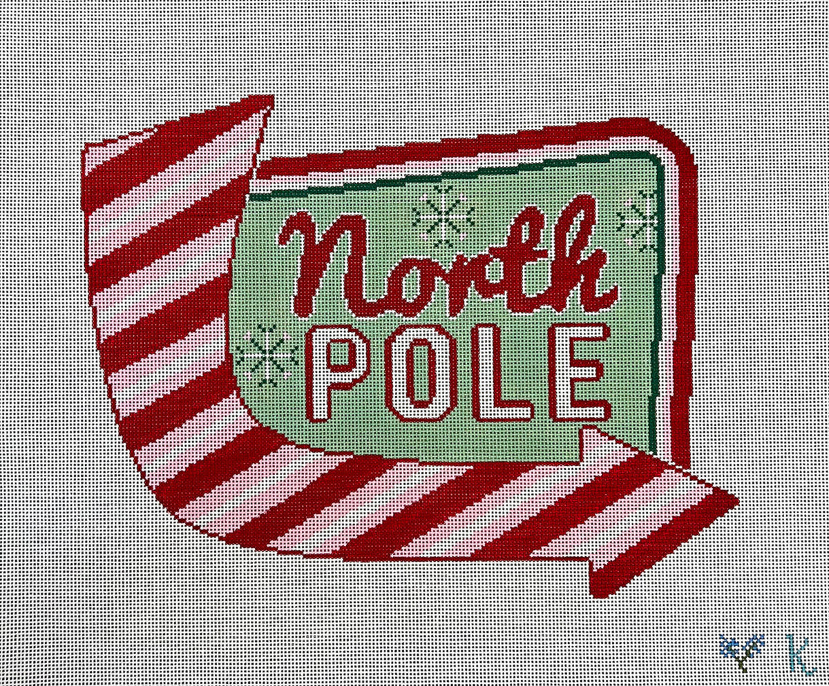 Ndlpt Designs Retro North Pole Sign Needlepoint Canvas