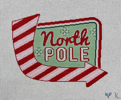 Ndlpt Designs Retro North Pole Sign Needlepoint Canvas