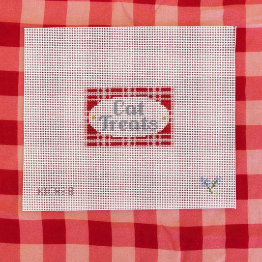 Ndlpt Designs Cat Treats Needlepoint Canvas - Pink and Red