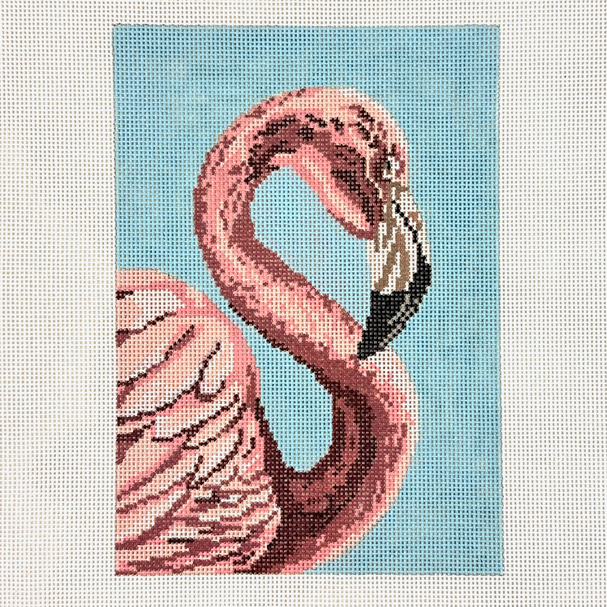 Needle Crossings Pink Flamingo Head Needlepoint Canvas