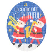 Needlepoint To Go Musical Santas - O Come All Ye Faithful Needlepoint Canvas